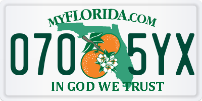 FL license plate 0705YX
