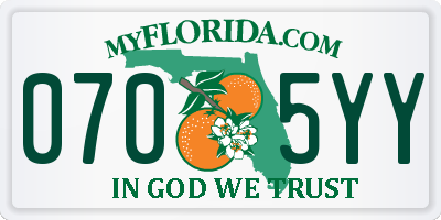 FL license plate 0705YY
