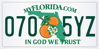 FL license plate 0705YZ