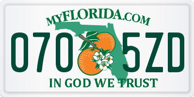 FL license plate 0705ZD