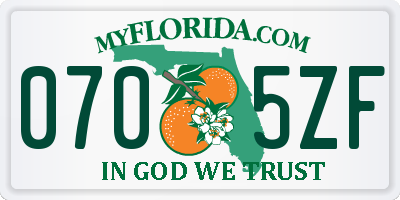 FL license plate 0705ZF