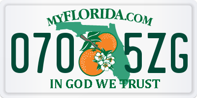FL license plate 0705ZG