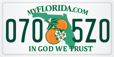FL license plate 0705ZO