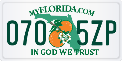 FL license plate 0705ZP