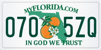 FL license plate 0705ZQ
