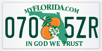 FL license plate 0705ZR