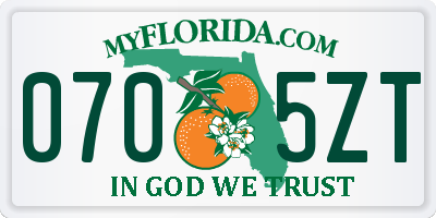 FL license plate 0705ZT