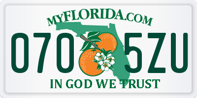 FL license plate 0705ZU