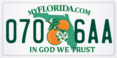 FL license plate 0706AA