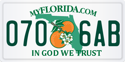 FL license plate 0706AB