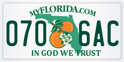FL license plate 0706AC