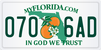 FL license plate 0706AD