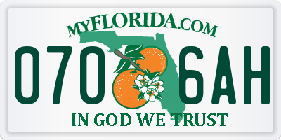 FL license plate 0706AH