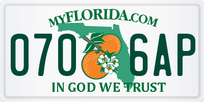 FL license plate 0706AP