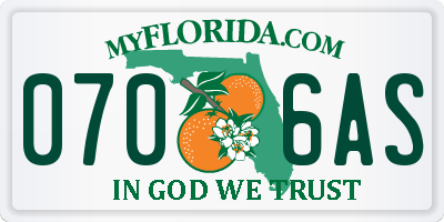 FL license plate 0706AS