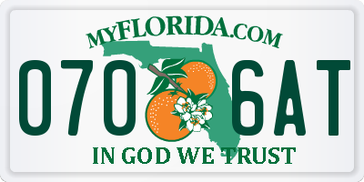 FL license plate 0706AT