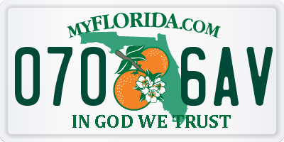FL license plate 0706AV