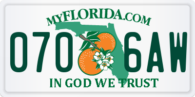FL license plate 0706AW