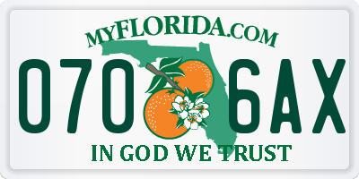 FL license plate 0706AX