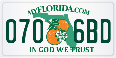 FL license plate 0706BD