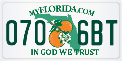 FL license plate 0706BT