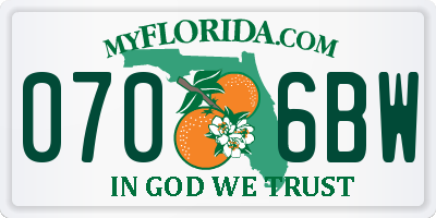 FL license plate 0706BW
