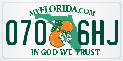 FL license plate 0706HJ