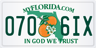 FL license plate 0706IX