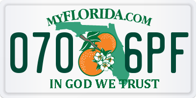 FL license plate 0706PF