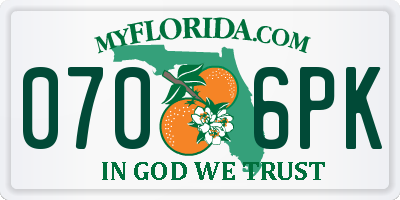 FL license plate 0706PK