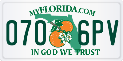 FL license plate 0706PV