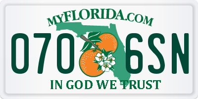 FL license plate 0706SN