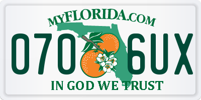 FL license plate 0706UX
