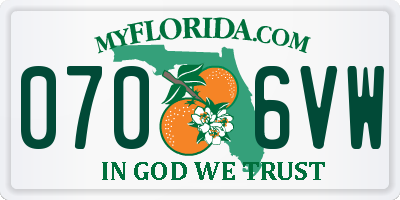 FL license plate 0706VW