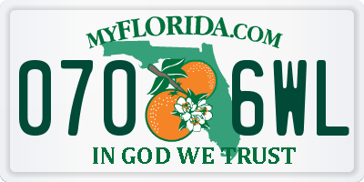 FL license plate 0706WL