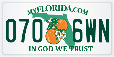FL license plate 0706WN