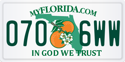 FL license plate 0706WW