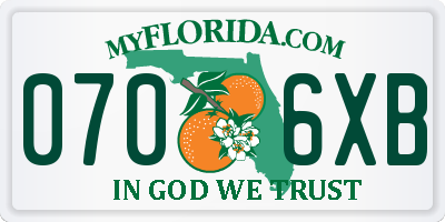 FL license plate 0706XB
