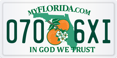 FL license plate 0706XI