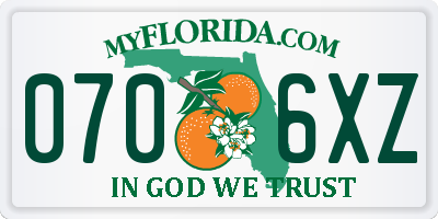 FL license plate 0706XZ