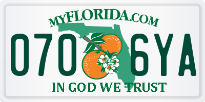 FL license plate 0706YA