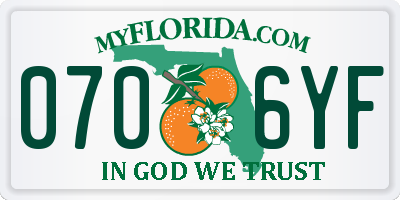 FL license plate 0706YF