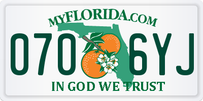 FL license plate 0706YJ