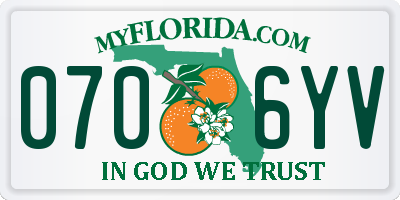FL license plate 0706YV