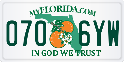 FL license plate 0706YW