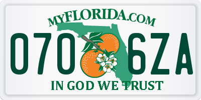FL license plate 0706ZA