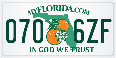 FL license plate 0706ZF