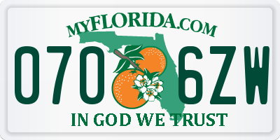 FL license plate 0706ZW