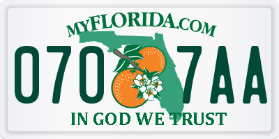 FL license plate 0707AA