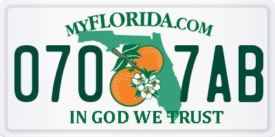 FL license plate 0707AB